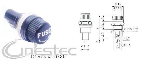 PORTA FUSIVEL COM ROSCA / PAINEL GRANDE 6X30   BLX-2