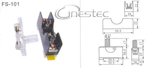 PORTA FUSIVEL GRANDE (6x30) FS-101 COM LAMPADA FUSE DE 10A