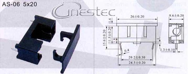 PORTA FUSIVEL PEQUENO PARA PLACA  AS-06  5X20 (4A X 250V)