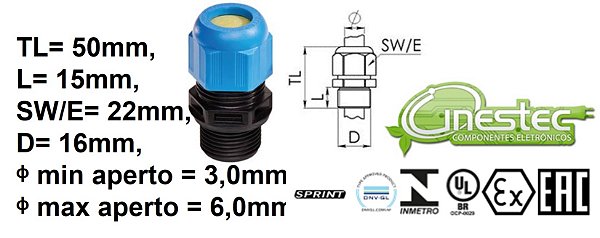 PRENSA CABO EX EB, EX - M12 - LONGO, AZ - PA 6 - SEM CONTRA PORC