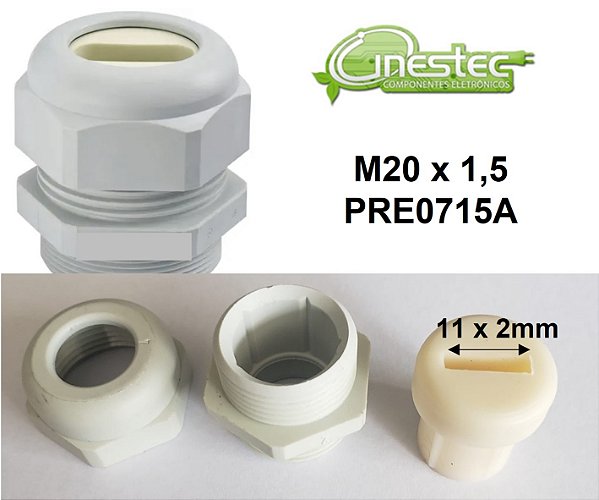 PRENSA CABO PARA CABO PLANO, PA6, CZ - M20 X 1,5 (sem Contra Porca)