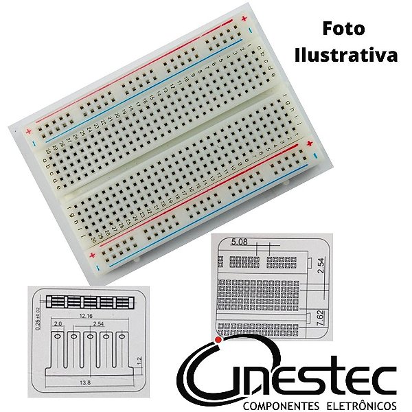PROTOBOARD 400 FUROS COM BASE ADESIVA - 83x55x10mm