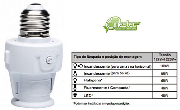 RELE FOTOELETRONICO RFE-27, SOQUETE E27 100W - BIVOLT, AJUSTAVEL