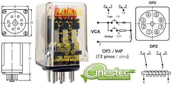 RELE INDUSTRIAL DE ENCAIXE - OP2RA3 - 110VAC