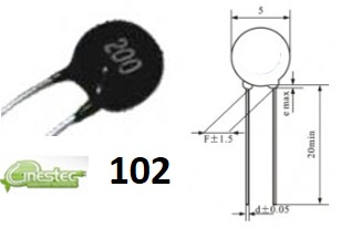 RESISTOR NTC / TERMISTOR 1K  5MM  MF52
