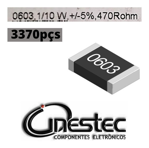 Resistor Smd 0603 - 470r 5% 1/10w - 3370 Unidades