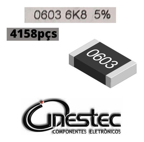 Resistor Smd 0603 1/10w - 6k8  5% - 4158 Unidades