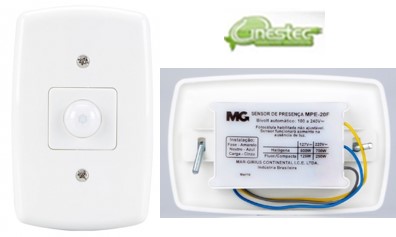 SENSOR DE PRESENCA - EMBUTIR - COM FOTOCELULA - MPE-20F