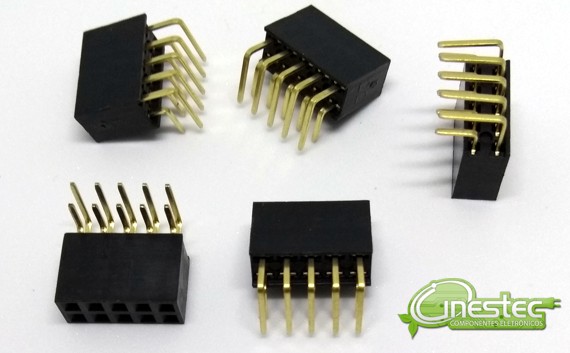 SOQUETE DE BARRA  DUBOX  2X05 MCI 90 graus 2,54 mm CADA 5 PECAS