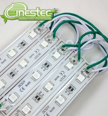 STRIP LED - MODULO / BARRA DE 3 LEDS 5050 - VERDE - 0,72W X 12V