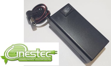 SUPORTE / CAIXA PARA BATERIA 9V  COM CHAVE LIGA / DESLIGA  COM P4