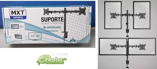 SUPORTE BI-ARTICULADO DE MESA PARA 2 MONITORES DE 13 A 32 - AR204