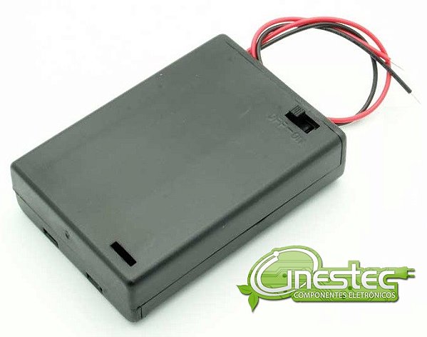 SUPORTE CAIXA P/ 3 PILHAS AA COM CHAVE LIGA / DESLIGA