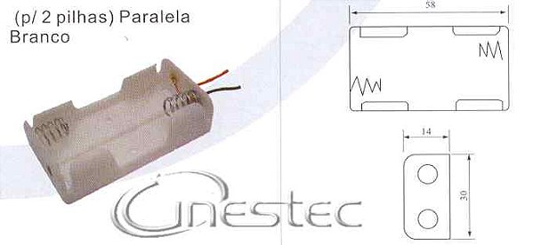SUPORTE DE PILHA  2 PEQUENA  AA CANOA BRANCO