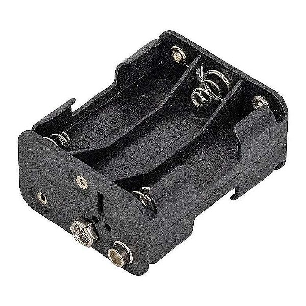 SUPORTE DE PILHAS 6 PEQUENAS AA  PRETO