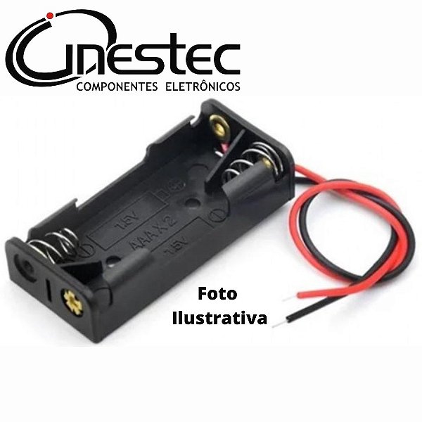 SUPORTE DE PILHAS PALITO AAA COM FIOS - 2 PILHAS