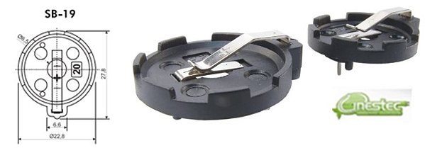 SUPORTE PARA BATERIA CR2032 / CR2025 / CR2016 - METALTEX SB-19