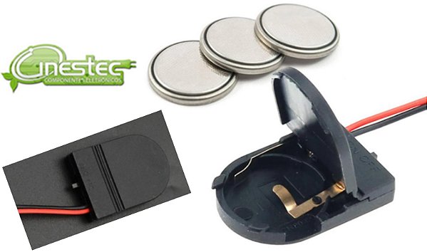 SUPORTE PARA BATERIA CR2032 COM TAMPA E CHAVE L/D