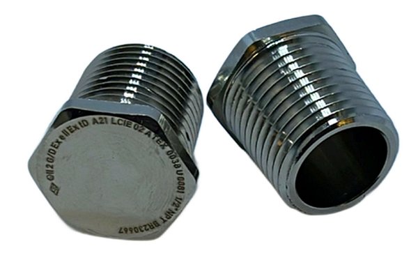 TAMPAO / BUJÃO HEX. LATÃO NIQUEL  NPT 1/2