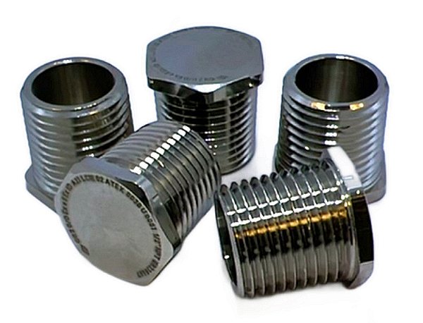 TAMPAO / BUJÃO HEX. LATÃO NIQUEL  NPT 1/2 KIT C/ 5PÇS