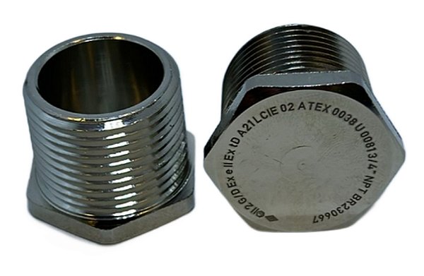 TAMPAO / BUJÃO HEX. LATÃO NIQUEL 3/4 NPT LONGO