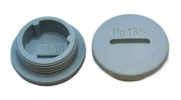 TAMPAO TIPO FENDA POLIAMIDA ROSCA PG13,5 CINZA KIT C/ 50pçs