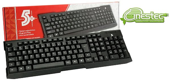 TECLADO USB 5+ OFFICE - Ergonômico - PLUG & PLAY - Preto