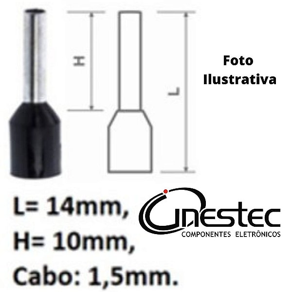 TERMINAL / PINO PRE ISOLOLADO TUBO ILHOS PR CADA 10PCS E-1508 1 mm