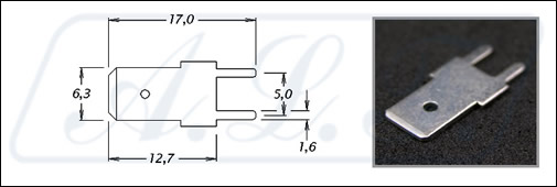 TERMINAL FASTON MACHO 180 graus PCI 6,3 X 0,8 mm  CADA 5 PECAS  TE-652