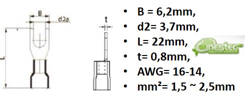 TERMINAL FORQUILHA / GARFO  ISOLADO AZUL  1,5  2,5MM CADA - TI-019