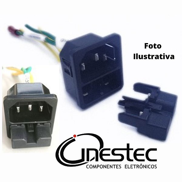 TOMADA DE FORCA COM RABICHO TRIPOLAR COM PORTA FUSIVEL - E0712