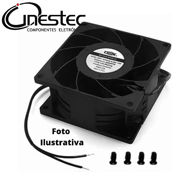 VENT. COOLER BIVOLT 90 A 264V - 80 x 80 x 38mm ROLAMENTO CORPO METAL