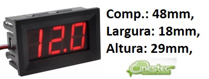 VOLTIMETRO DC 4,5V A 30V - 0,56 POLEGADA - VERMELHO