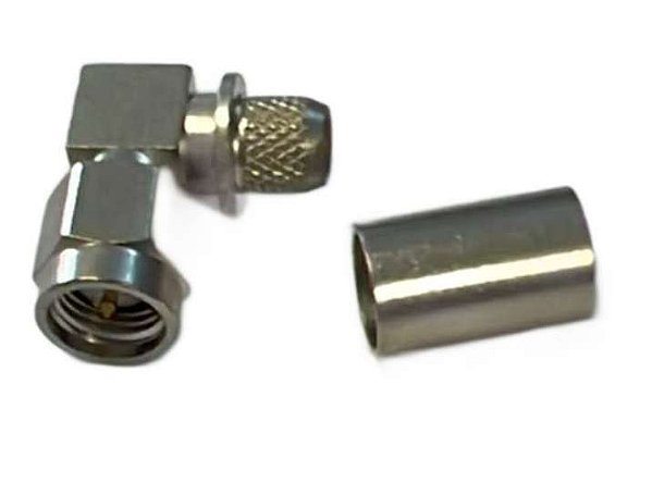 CONECTOR SMA MACHO 90o 50R PARA CRIMPAR CABO RG59