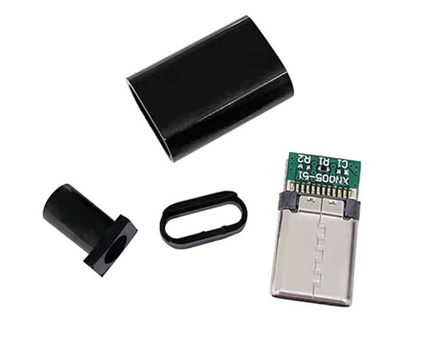 CONECTOR / PLUG USB-C TYPE-C MACHO COM CAPA P/ SOLDA