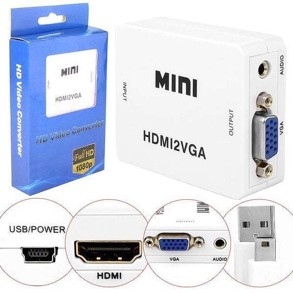 ADAPTADOR / CONVERSOR HDMI PARA VGA + AUDIO