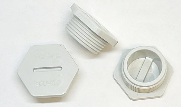 KIT 10PÇS TAMPAO HEXAGONAL FENDA PG16 CINZA CLARO