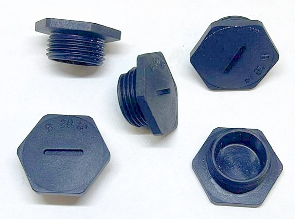 TAMPAO HEXAGONAL POLIAMIDA PA6 M20 PRETO KIT C/ 5 PÇS