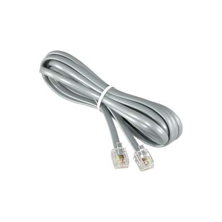 CABO LISO PARA TELEFONE RJ11 2VIAS CINZA 1,9m KIT COM 5PÇS