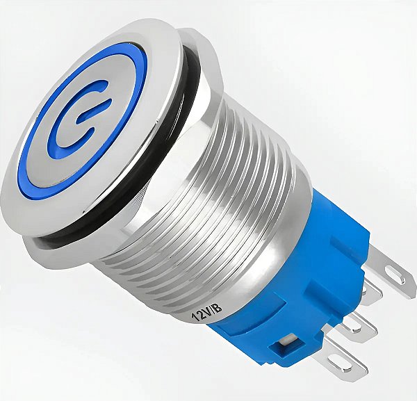 CHAVE BOTAO ANTIVANDALISMO 16mm C/ TRAVA 12V AZUL