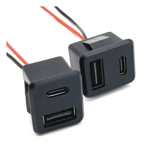JACK P/ PAINEL USB A + USB C - ENTRADA 12 A 24V STEP DOWN