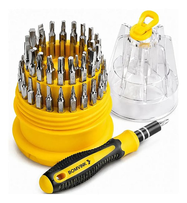 KIT DE CHAVE DE PRECISAO COM 31 TIPOS (ALLEN / TORX / PHILIPS / ESTRELA  / FENDA)