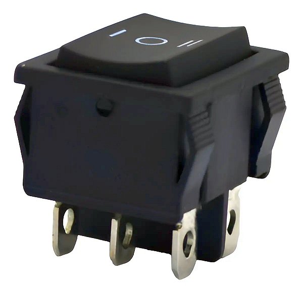 CHAVE GANGORRA GRANDE 3P 6T  6A  250V  KCD5-203  PRETO