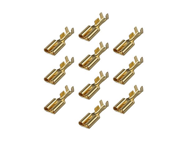 TERMINAL FASTON FEMEA 6,3MM C/ TRAVA FIO 2  A 6,0MM KIT C/ 10PÇS