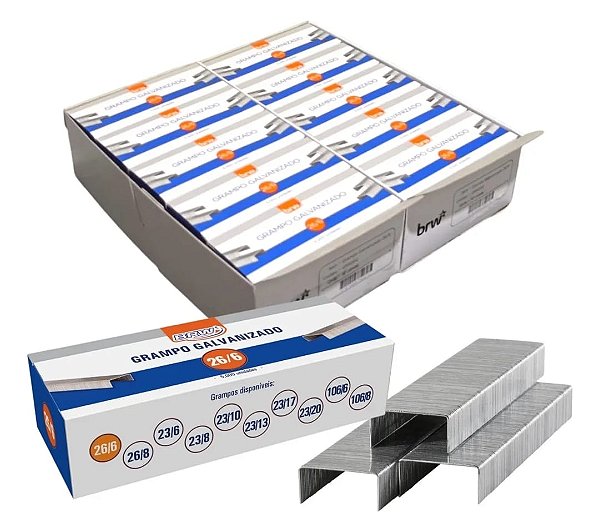 Kit 100 Cxs Grampo 26/6 Com 5.000 Cada P/ Grampeador
