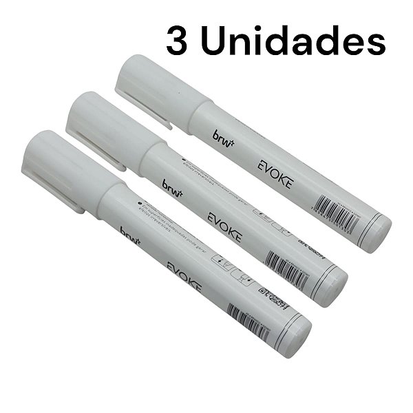 GIZ LIQUIDO BRANCO COM PONTA REDONDA 6mm 3 UNIDADES