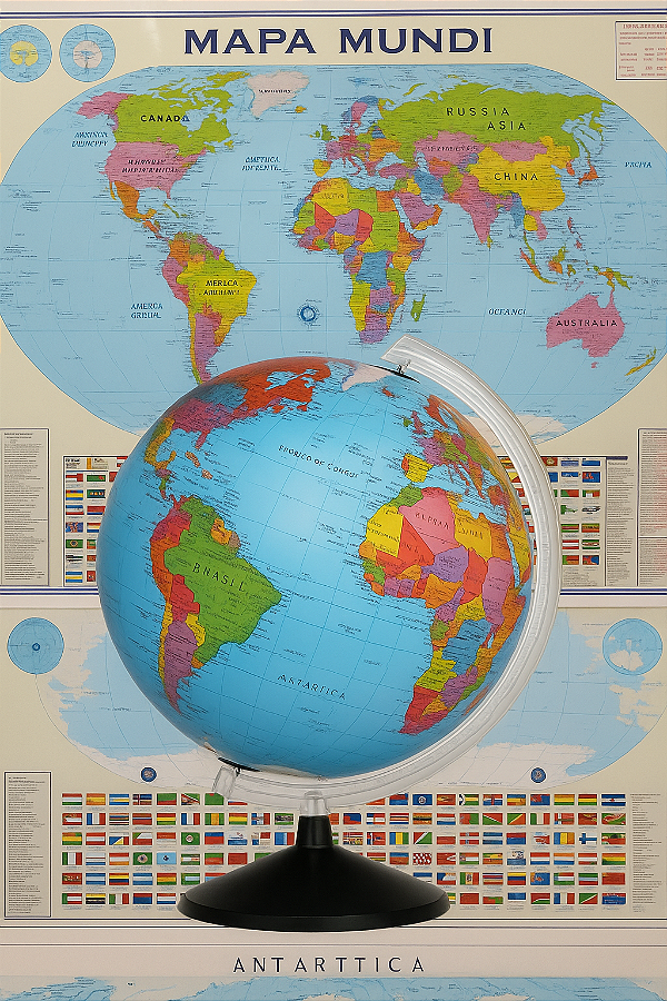 Globo Terrestre Studio 30cm + Mapa Mundi Planisférico