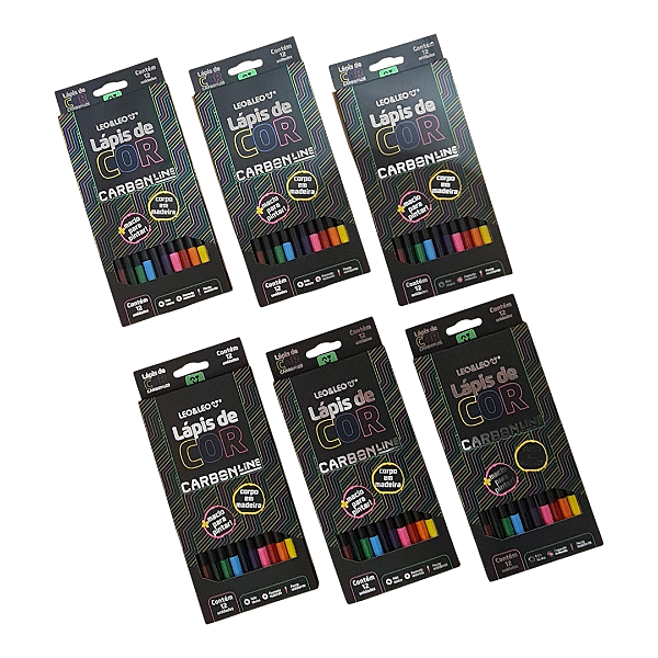 Kit 6 Caixas Lápis De Cor 12 Cores Carbonline Ponta Macia