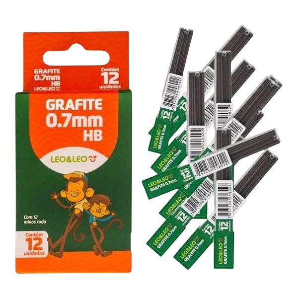Grafite Hb Para Lapiseira 0.7 Caixa Com 12 Tubos C/12 Minas Grafite