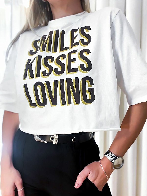 T-shirt Cropped Feminina Estampado Ismênia Ref. 809